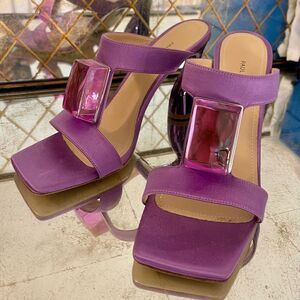 Paul Andrew Purple Chunky Heel Sandals